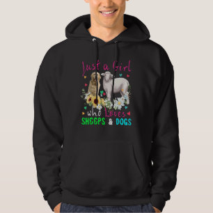 Nur ein Mädchen, das Schafe und Hunde mit Blumenfa Hoodie