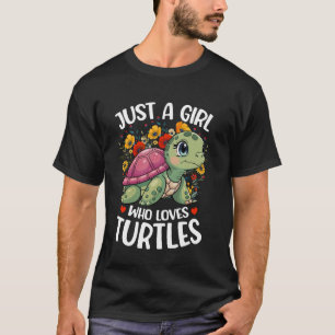 Nur ein Mädchen, das Schildkröten ästhetische Blum T-Shirt