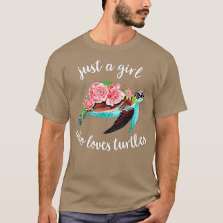 Nur ein Mädchen, das Schildkröten-Flora-Schildkröt T-Shirt