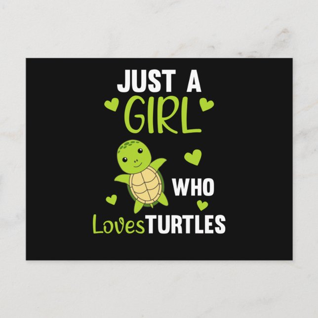 Nur ein Mädchen, das Schildkröten Lieben - niedlic Postkarte (Vorderseite)