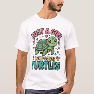 Nur ein Mädchen, das Schildkröten liebt, süßes Sch T-Shirt