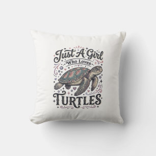 Nur ein Mädchen, das Schildkröten liebt, Vintage-S Kissen