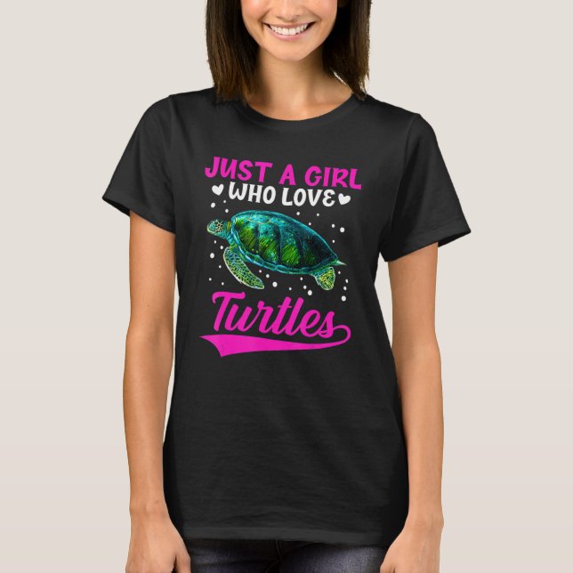 Nur ein Mädchen, das Schildkröten-Meer-Tier Lieben T-Shirt (Vorderseite)