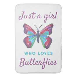 Nur ein Mädchen, das Schmetterlinge Liebe Badematte