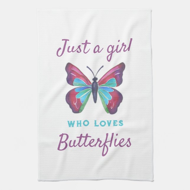 Nur ein Mädchen, das Schmetterlinge Liebe Geschirrtuch (Vertikal)