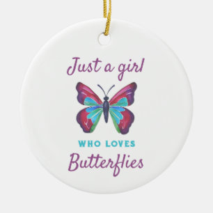 Nur ein Mädchen, das Schmetterlinge Liebe Keramik Ornament