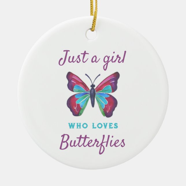Nur ein Mädchen, das Schmetterlinge Liebe Keramik Ornament (Vorne)