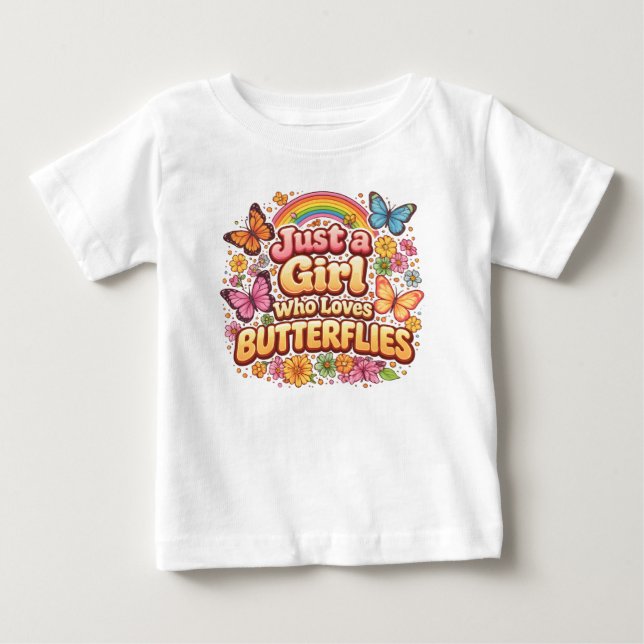 Nur ein Mädchen, das Schmetterlinge liebt – Süße B Baby T-shirt (Vorderseite)