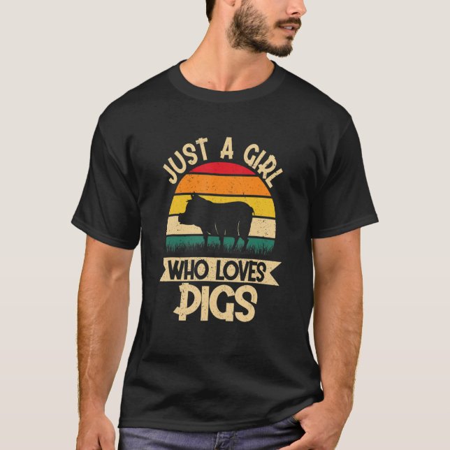 Nur ein Mädchen, das Schweine Liebe, den Bauernhof T-Shirt (Vorderseite)