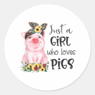 Nur ein Mädchen, das Schweine Liebe, Niedliche Sch Runder Aufkleber