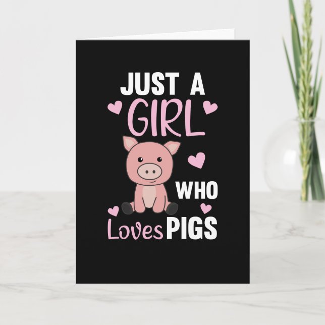 Nur ein Mädchen, das Schweine Liebe, Niedliches Sc Karte (Vorderseite)