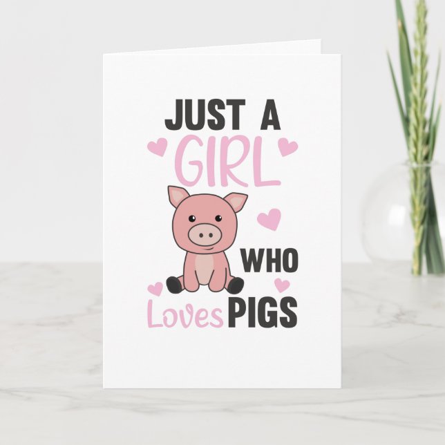 Nur ein Mädchen, das Schweine Liebe, Niedliches Sc Karte (Vorderseite)