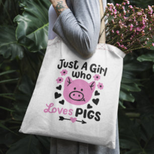 Nur ein Mädchen, das Schweine lustige Tasse Liebe Tragetasche