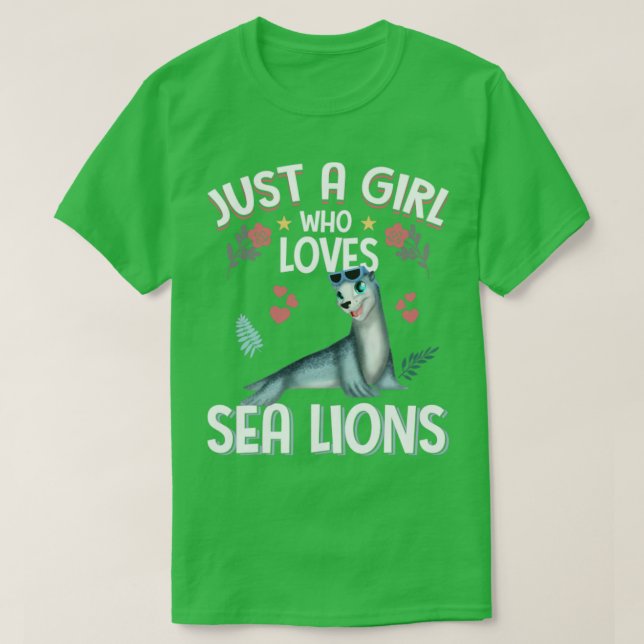 Nur ein Mädchen, das Sea Lions Liebe Niedlicher Se T-Shirt (Design vorne)