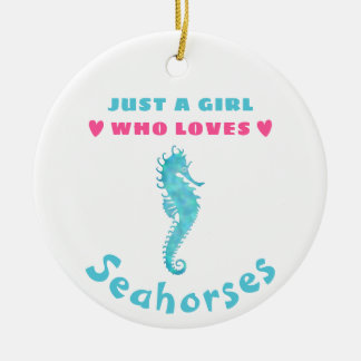 Nur ein Mädchen, das Seepferde Liebe Keramik Ornament