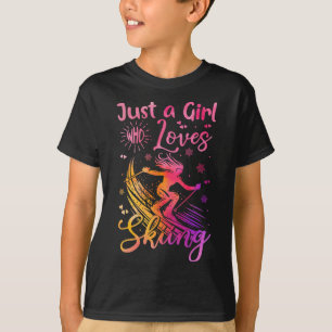 Nur ein Mädchen, das Skifahren liebt, lustiger Ski T-Shirt