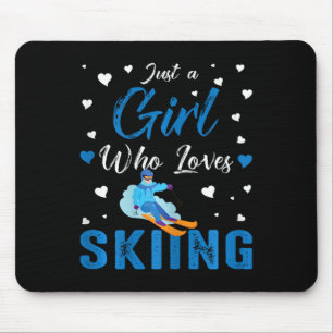 Nur ein Mädchen, das Skifahren lustig Ski Wintersp Mousepad