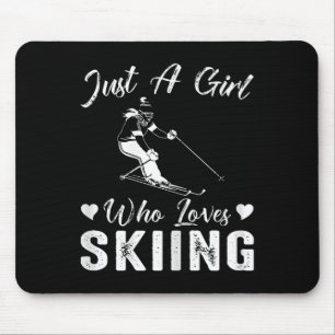 Nur ein Mädchen, das Skifahren lustig Ski-Wintersp Mousepad