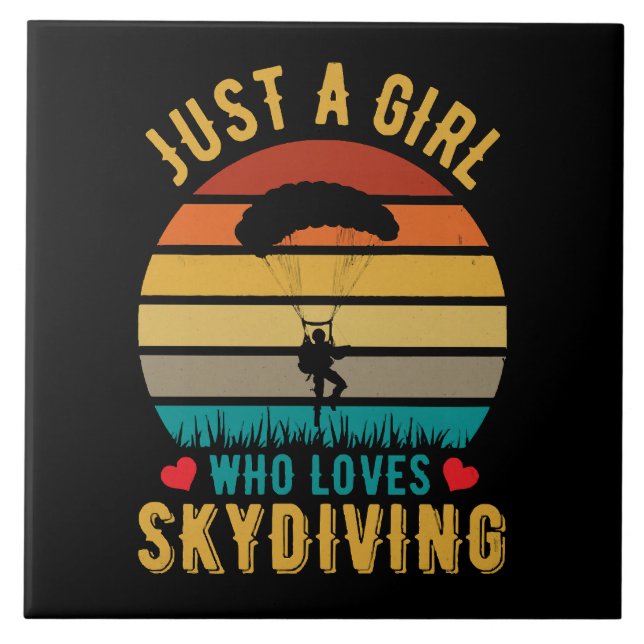 Nur ein Mädchen, das Skydiving Lieben Fliese (Vorderseite)