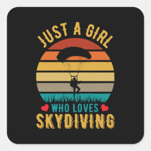 nur ein Mädchen das Skydiving liebt Quadratischer Aufkleber
