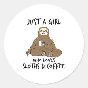 Nur ein Mädchen, das Slots Coffee Lieben Runder Aufkleber
