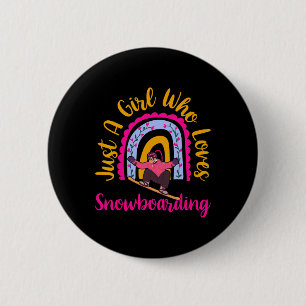 Nur ein Mädchen, das Snowboarden Boho Rainbow De L Button