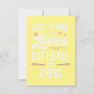 Nur ein Mädchen, das Softball und Schach liebt Ges Dankeskarte