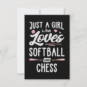 Nur ein Mädchen, das Softball und Schach liebt Ges RSVP Karte
