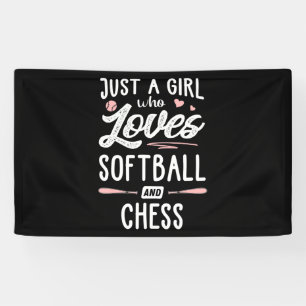 Nur ein Mädchen, das Softball und Schachgeschenke Banner