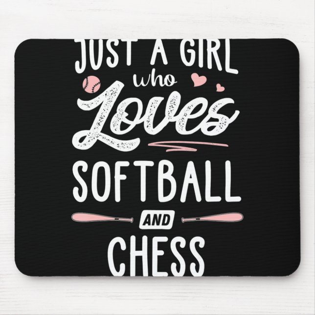 Nur ein Mädchen, das Softball und Schachgeschenke  Mousepad (Vorne)