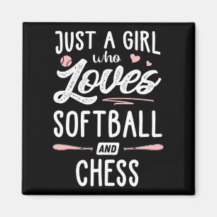 Nur ein Mädchen, das Softball und Schachspenden Li Magnet