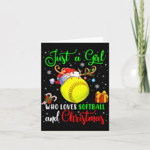 Nur ein Mädchen, das Softball und Weihnachtsmann l Karte