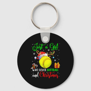 Nur ein Mädchen, das Softball und Weihnachtsmann l Schlüsselanhänger