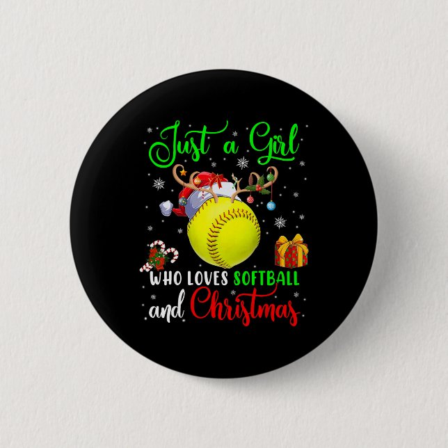 Nur ein Mädchen, das Softll und Weihnachten Santa  Button (Vorderseite)