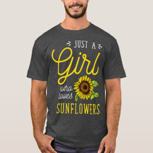 Nur ein Mädchen, das Sonnenblumen Kunst Florist li T-Shirt
