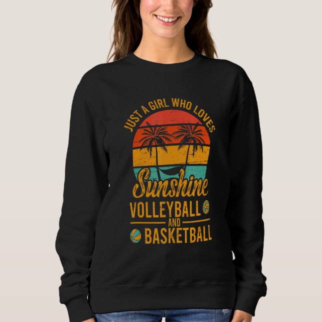Nur ein Mädchen, das Sonnenschein-Volleyball und S Sweatshirt (Vorderseite)