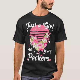 Nur ein Mädchen, das Spechte Lieben Funny Womens H T-Shirt