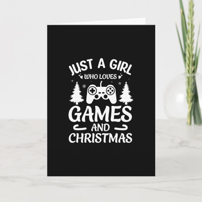 Nur ein Mädchen, das Spiele und Weihnachts-Funny L Karte (Vorderseite)