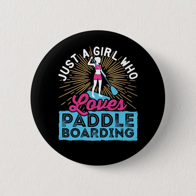Nur ein Mädchen, das Stand-Up-Paddle-Surfen SUP fü Button (Vorderseite)