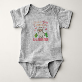 nur ein Mädchen, das süße Lamas liebt Baby Strampler