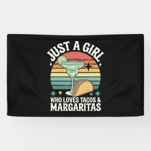 Nur ein Mädchen, das Tacos und Margarita Mexican m Banner
