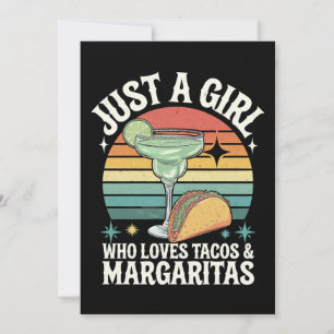 Nur ein Mädchen, das Tacos und Margarita Mexican m Einladung