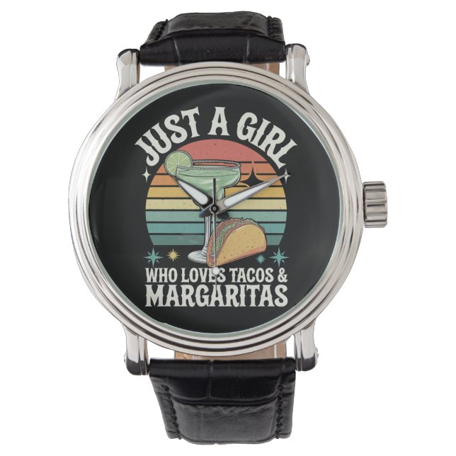 Nur ein Mädchen, das Tacos und Margarita mexikanis Armbanduhr (Vorderseite)