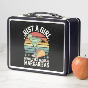 Nur ein Mädchen, das Tacos und Margarita mexikanis Metall Brotdose