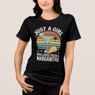 Nur ein Mädchen, das Tacos und Margarita mexikanis Tri-Blend Shirt