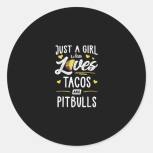 Nur ein Mädchen, das Tacos und Pitbuls Liebe Taco Runder Aufkleber