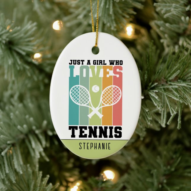 Nur ein Mädchen, das Tennis Lieben | Tennis Player Keramik Ornament (Baum)