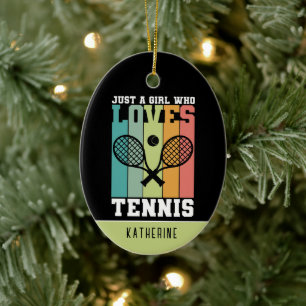 Nur ein Mädchen, das Tennis Lieben Tennis Player Keramik Ornament