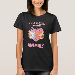 Nur ein Mädchen, das Tiere Lieben Hunde Katze Pfer T-Shirt