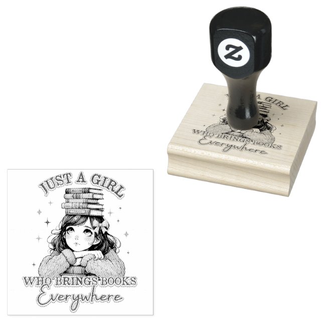 Nur ein Mädchen, das überall Bücher bringt Gummistempel (Stempel)